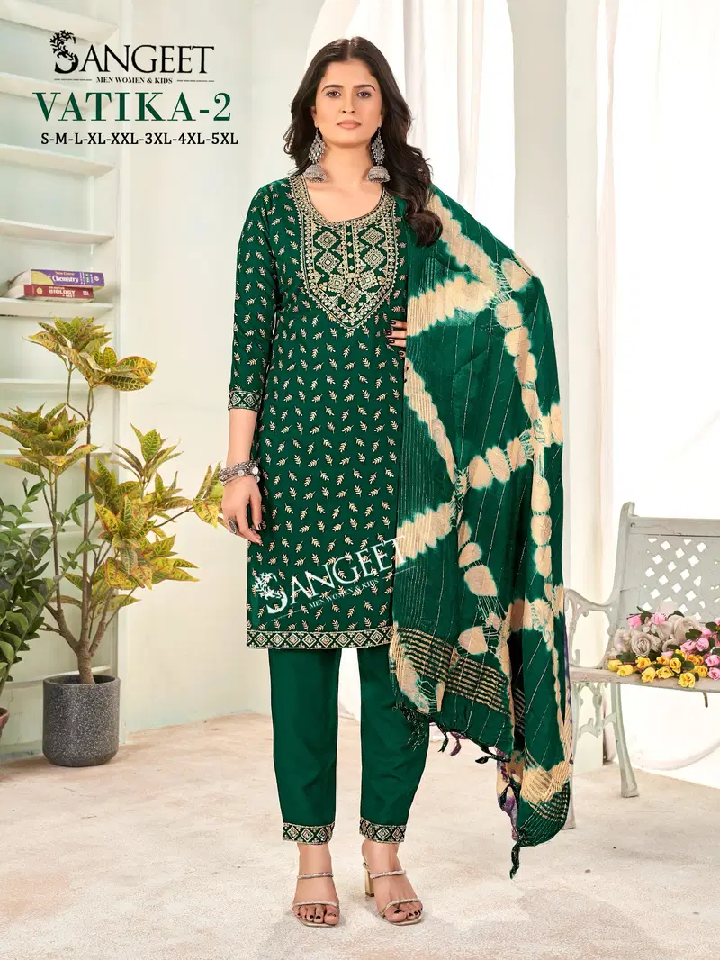 Vatika 2 By Sangeet Rayon Printed Kurti With Bottom Dupatta Orders In India